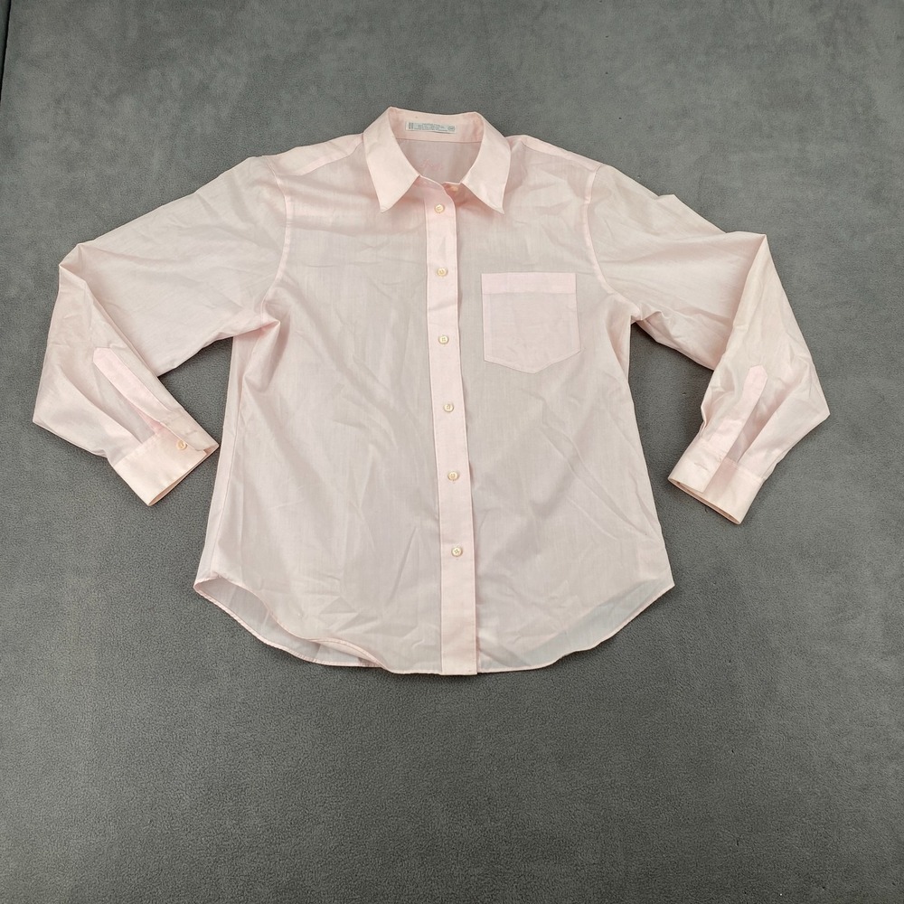 Foxcroft Shirt Womens 14P Pink Cotton Wrinkle Free Long Sleeve Casual Button Up